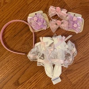 Girls Accessories “Pink Lot” Hair Bows/ Socks